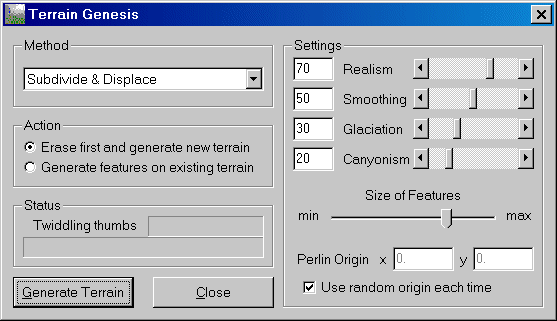 Terrain Genesis Fenster